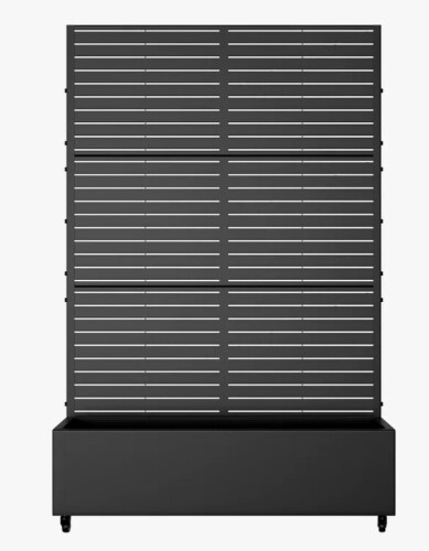 Latitude Run&reg; 6 ft. H x 4 ft. W Metal Planter Box privacy screen Garden Bed with Trellis and Wheels - Black New In Box $399