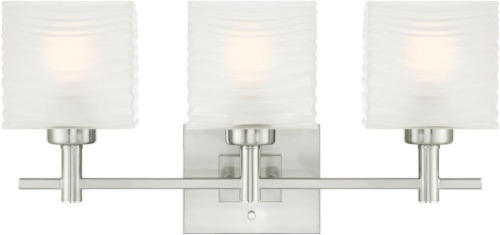 Westinghouse White 6304000 Alexander Three-Light Indoor Wall Fixture, Brushed Nickel Finish with Rippled Glazed Glass New In Box $299