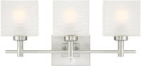 Westinghouse White 6304000 Alexander Three-Light Indoor Wall Fixture, Brushed Nickel Finish with Rippled Glazed Glass New In Box $299