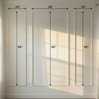 THLYNSAM 3-Frame Pre-Cut Wainscot Panels, 3D Paintable Moisture-Resistant Wall Moulding Kit, DIY Interior Accent Decor, 0.67'' T X 96'' H X 111.74'' W New In Box $199