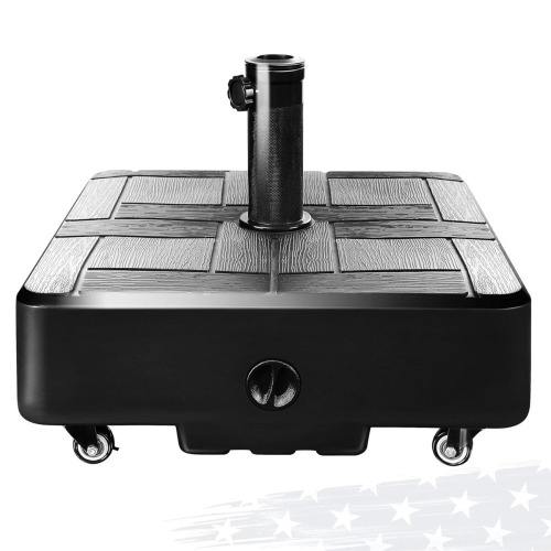 LovoIn 48 lb Patio Umbrella Base with Wheels, Heavy Duty Outdoor Stand Fillable with Water or Sand, 4 Locks 2 Knobs, Black New in Box $199
