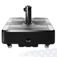 LovoIn 48 lb Patio Umbrella Base with Wheels, Heavy Duty Outdoor Stand Fillable with Water or Sand, 4 Locks 2 Knobs, Black New in Box $199