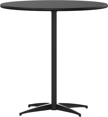 Flash Furniture Lars Black 30'' Round Wood Cocktail Table with 30'' and 42'' Columns New In Box $299