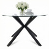 Ophelia & Co. Jablon 39.4" Round Glass Top Metal Base Dining Table $399