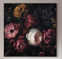 SIGNLEADER Vintage Dark Floral Arrangement Romantic Old-World Extra Large Framed Wall Art Print Decor (Frame Assembly Required), 46" x 46" New In Box $299