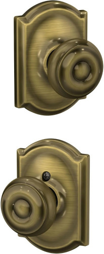 SCHLAGE F10 GEO 609 CAM Camelot Collection Georgian Passage Knob, Antique Brass New In Box $89