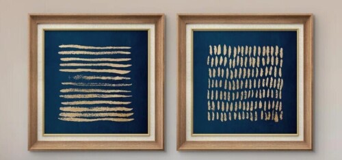 Wall26 "Abstract Lines Illustrations Modern Art Minimalist" 2 - Piece Set, 16" x 16" New in Box $199