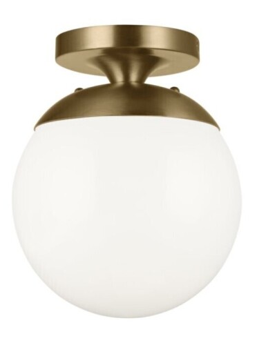 Visual Comfort Studio Leo Hanging Globe One Light Wall Ceiling Semi Flush Mount in Satin Brass New in Box $199