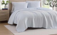 Tommy Hilfiger - King Quilt Set, Luxurious Bedding with Matching Shams, European Closure for Reversibility, Soft & Breathable Bed Set (Ithaca Stripe Blue, King) New In Box $299