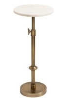 Kate and Laurel Engles Traditional Adjustable-Height Pedestal Drink Table, 10 x 10 x 30, White Marble and Antique Brass, Vintage Round Indoor Metal Plant Stand with Authentic Marble Tabletop New In Box $299