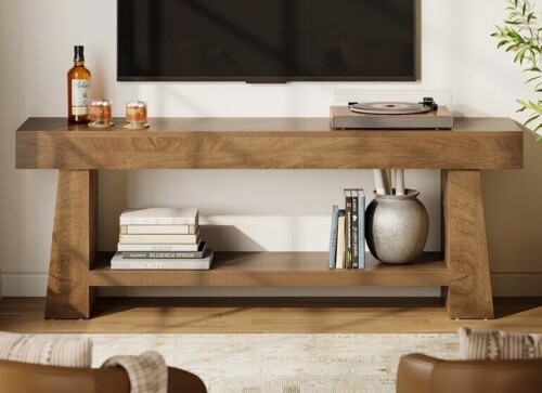 17 Stories 63" Tv Stand For Tvs Up To 75" With 2 Storage Shelves, Farmhouse Tv Media Console & Entertainment Center For Living Room And Bedroom New In Box $299
