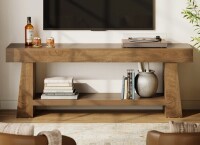 17 Stories 63" Tv Stand For Tvs Up To 75" With 2 Storage Shelves, Farmhouse Tv Media Console & Entertainment Center For Living Room And Bedroom New In Box $299