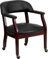Flash Furniture Sarah Black Vinyl Luxurious Conference Chair with Accent Nail Trim and Casters New In Box $399