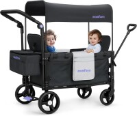 MOMFANN Wagon Stroller for 2 Kids, All-Terrain Foldable Baby Wagon with Adjustable Push & Pull Handle, 5-Point Harness, Removable Canopy, Footwell & Large Storage Bag-Dark Gray, New in Box $399