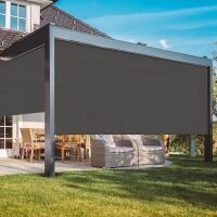 May in Color Outdoor Roller Shades with New Operation Mode (Pull Rod), Upgraded Materials with 95% UV Protection, Blinds for Patio, Black, New in Box $399