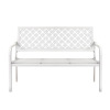 Red Barrel Studio Roselynne Outdoor Steel Garden Bench with Carved Floral Back, White, New in Box $399