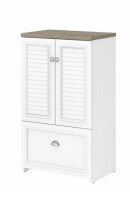 Bush Furniture Fairview 2 Door Storage Cabinet with File Drawer in Pure White and Shiplap Gray - WC53680-03 New in Box $699