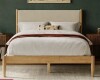 Wade Logan Besan Queen Solid Wood Boucle Upholstered Headboard Bed Frame New in Box $1199