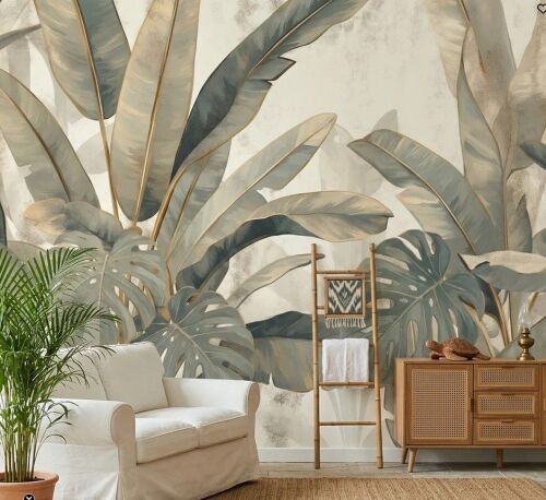 Lark Manor Tropical Leaves Peel & Stick Abstract Wallpaper Monstera Banana Leaf Wall Mural New In Box $399