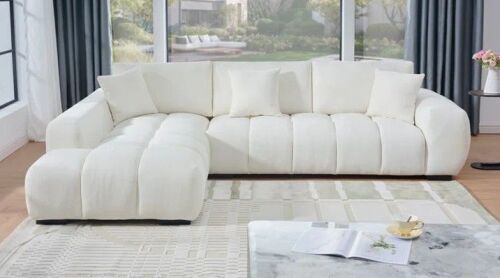 Latitude Run Swapan Modern Chenille Couch Sofa Sectional with Deep Tufted Seat New Floor Model $1899
