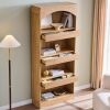 IFGET 76" Tall Arched Bookcase with 1PC Magnetic Lock Drawer, Modern Wooden Arch Bookshelf w/3 Pull-Out Drawers, Farmhouse 4 Tiers Book Shelf w/Open Shelves for Living Room, Office (Natural) New Open Box $399