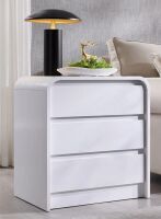 Ebern Designs Maud 25" Tall Modern Nightstand with Charging Station, 23.6'' Wide Wood Bedside Table w/3 Storage Drawers New in Box $399