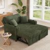 Latitude Run Rabbit Fur Corduroy Pull Out Sofa Bed Upholstered Chaise Lounge Couch in Green New in Box $799