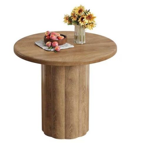 TRIBESIGNS WAY TO ORIGIN Halseey Brown 31.5 in Wood Round Pedestal Dinner Kitchen Dining Table Seat 4 Heavy Duty Frame Farmhouse New Shelf Pull $399