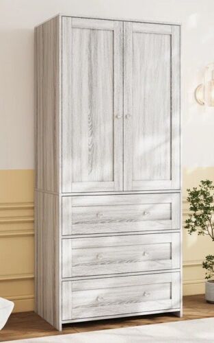 Latitude Run&reg; 2-Door Sandrea With Mirror, Wardrobe Closet With 3 Drawers New in Box $599