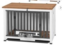Aivituvin Dog Crate Furniture Foldable Dog Kennel for Small Medium Dogs Large Solid Wood Dog House with Bowl Heavy Duty Dog Cage End Table in White New Shelf Pull $299