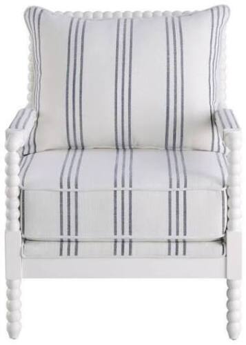 Coaster Blanchett Upholstered Accent Chair with Spindle Accent White and Navy 903835. New in Box $899
