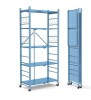 Himix Storage Shelves with 20 Hooks, 5-Tier Foldable Shelf for Storage, Folding Shelf Unit Pantry Shelves with Wheels, Standing Shelving Unit for Kitchen Garage Home Office Room Greenhouse, Blue New In Box $199