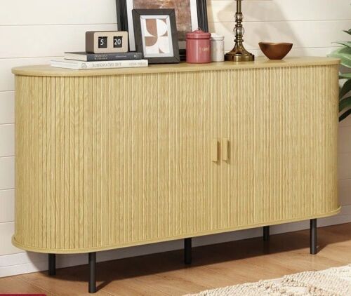 Ebern Designs Piotrowski 55.1" W Solid and Manufactured Wood Sideboard, Oak New in Box $299
