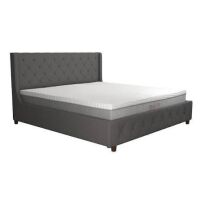 CosmoLiving by Cosmopolitan Mercer Upholstered Platform Bed Frame, King, Grey Linen , (2 Boxes), New in Box $599