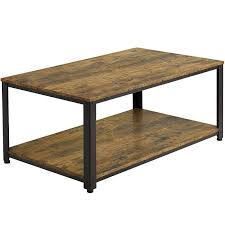 Yaheetech Industrial Wood Coffee Table with Storage Shelf in Rustic Brown New in Box $299