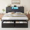 Snhomee Bed Frame with 8 Storage Drawers and Charging Station, Metal Platform Bed Frame with LED Lights and Headboard Storage, No Noise, Easy Assembly - Brown / Full?75.4L x 54.8"W x 43.3"H New in Box