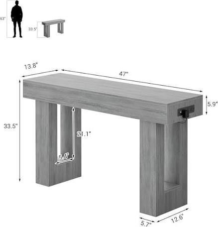 Unikito 47" Entryway Table with Socket and Sensor Light, Narrow Console Table with Storage Behind Couch, Farmhouse Entry Way Tables with Open Storage New in Box $299