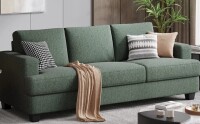 Ebern Designs Brooklington Upholstered Sofa in Light Green Polyester in Box (2 Boxes) $899 (May be Incomplete)
