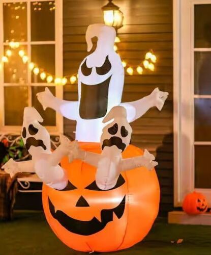 Outsunny 6 ft. LED Jack-O-Lantern with Ghosts Halloween Inflatable New In Box $199