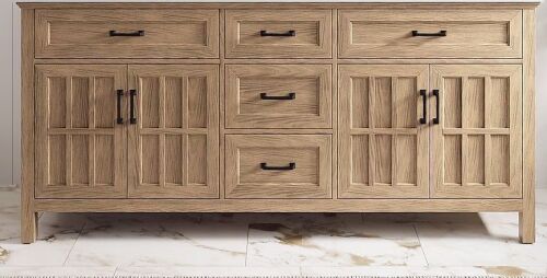 allen + roth Cantrell 72-in Clear Oak Undermount Double Sink Bathroom Vanity Cabinet New Shelf Pull $1499