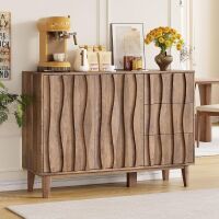 Maupvit Fluted Buffet Cabinet with Storage, 47.2" Sideboard Cabinet | with 3 Drawers and 2 Doors, Adjustable Shelf, Large Coffee Bar Station Table for Kitchen, Dining, Living Room, Brown $299