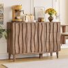 Maupvit Fluted Buffet Cabinet with Storage, 47.2" Sideboard Cabinet | with 3 Drawers and 2 Doors, Adjustable Shelf, Large Coffee Bar Station Table for Kitchen, Dining, Living Room, Brown $299