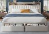 Red Barrel Studio&reg; Queen Size Francille Upholstered Bed Frame with 2 Drawers, 2-Tier Storage Headboard with Side Pockets New in Box $699