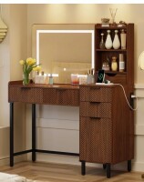 Mercer41 45.3" L Modern Style Vanity Desk with Mirror, LED Lights and Power Outlet New in Box $399