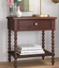 Madison Park Signature Beckett Turned Wood Spindle Nightstand with Drawer & Shelf in Morocco Brown New in Box $399