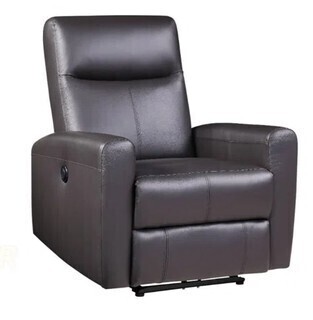 Hokku Designs Top Grain Leather Power Motion Recliner With Tufted Back And Sloped Armrests New $1599
