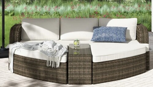Wade Logan Anazco 89'' Wide Curved Patio Daybed with Cushions (2 Boxes) New in Box $1999