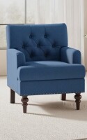 Corrigan studio Luxury Tufted High Leg Armchair with Nailhead Trim and Plush Thick Padded Cushion in black New in Box $799
