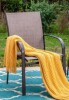 Phi Villa Black Ergonomic Brown Textilene Metal Outdoor Dining Chair with Wave Arm New Open Box $299