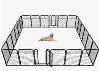 Petorldog Large Metal Wire Dog Playpen, 24 Panels, 45" Height, Secure Fence for Puppy Training (Black-Silver) New Shelf Pull $499